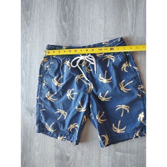 Mossimo Supply Co Mens Board Shorts  Navy Palm Trees Drawstring Pockets Size S - Picture 2 of 8